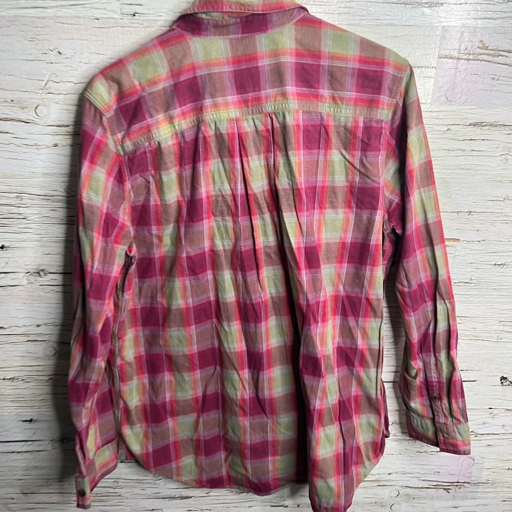 Eddie Bauer pink plaid top shirt button down size large - Picture 8 of 9